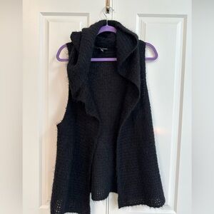 Eileen Fisher Black Open-Front Sweater Vest medium